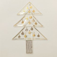 Szklane drzewko ornament w kolorze przezroczystym - złote Bombki
