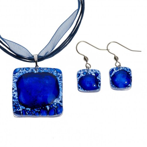 Dark blue glass jewelry set PARIS - 0301