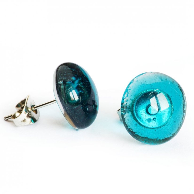 Sklenené náušnice tyrkysové PUZETY N1825