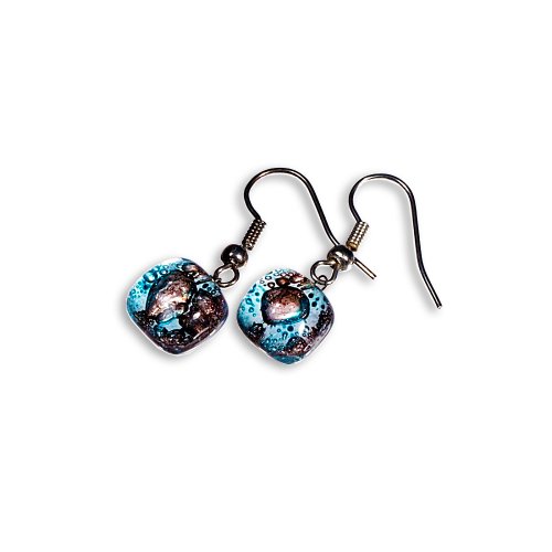 Glass earrings turquoise-brown MEMPHIS N0405