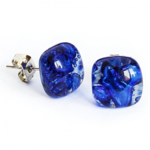 Dark blue glass earrings PUZETY N1841