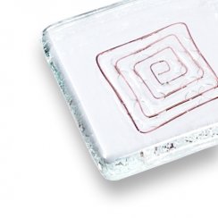Kosoštvorcový sklenený prívesok z číreho skla P0501