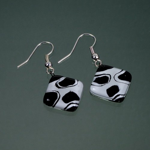 Black and white glass earrings LENORE N1701