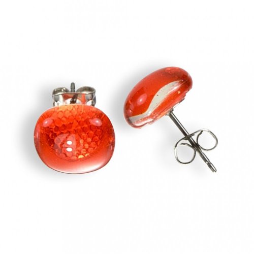 Red glass earrings PUZETY N1806