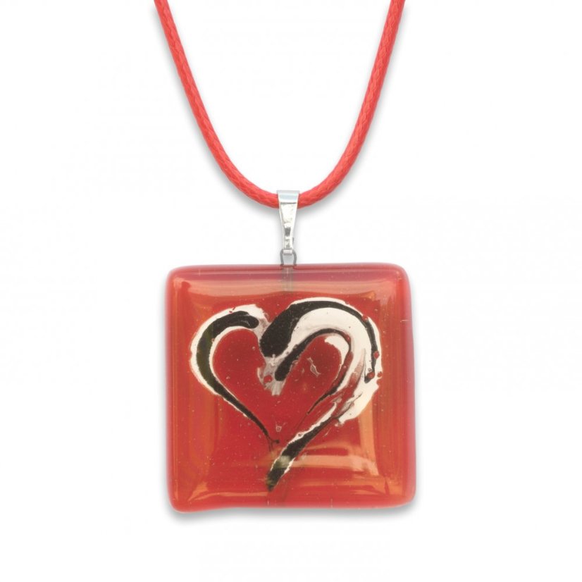 Glass pendant square red SARAH P0902