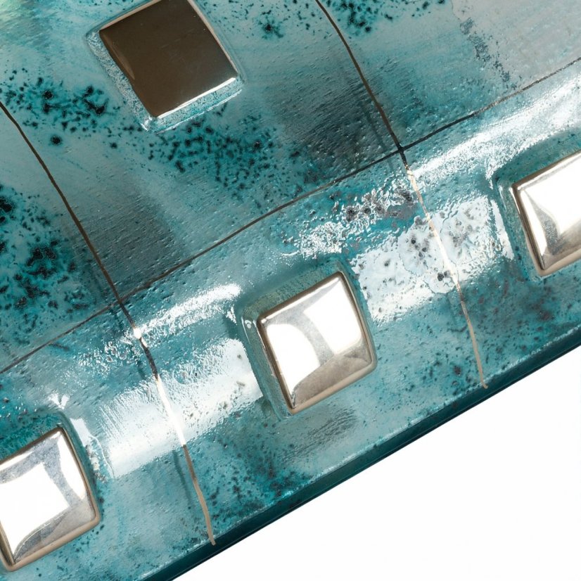 Turquoise glass vase MIRA with platinum