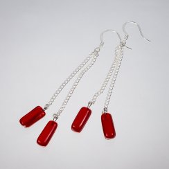 Red glass earrings SARAH N0908