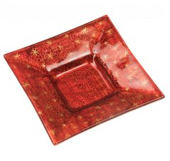 Red antique 01 glass candlestick - stars