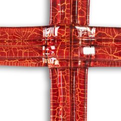 Small ruby layered glass wall cross
