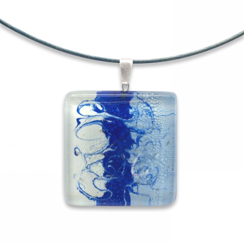 Glass pendant square blue ANNA P1004