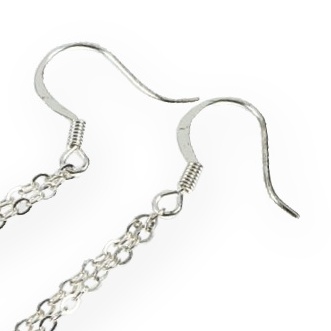 Szklane kolczyki czarno-białe na łańcuszku LENORE - DOTS N1710