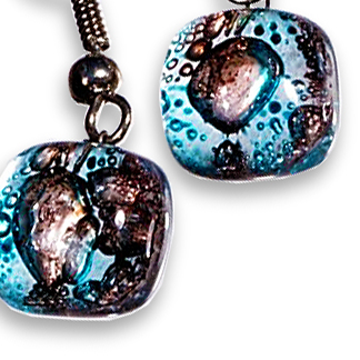 Glass earrings turquoise-brown MEMPHIS N0405